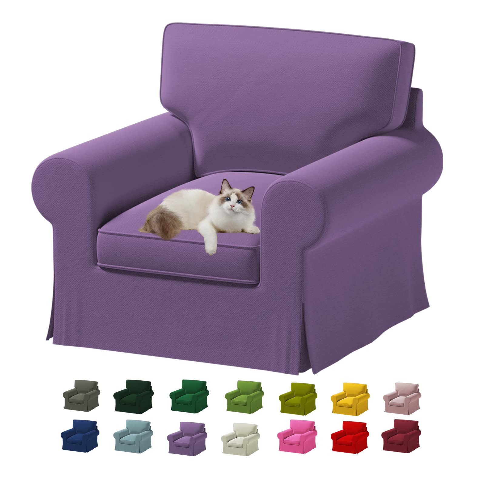 Custom Made Ektorp Armchair Velvet Replacement Cover Fits IKEA Ektorp  Chair,Ektorp Armchair Cover,Only Cover(Don't Fit Uppland Armchair)  (Lavender) - Main Image