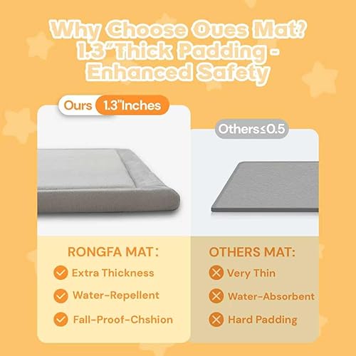 Miniatura 7 de Alfombra de Juego para Bebés para Piso, Alfombra de Playpen de Elasti-Espuma de 1.3" de Grueso para Tiempo de Barriga, Fácil de Cuidar con Gris