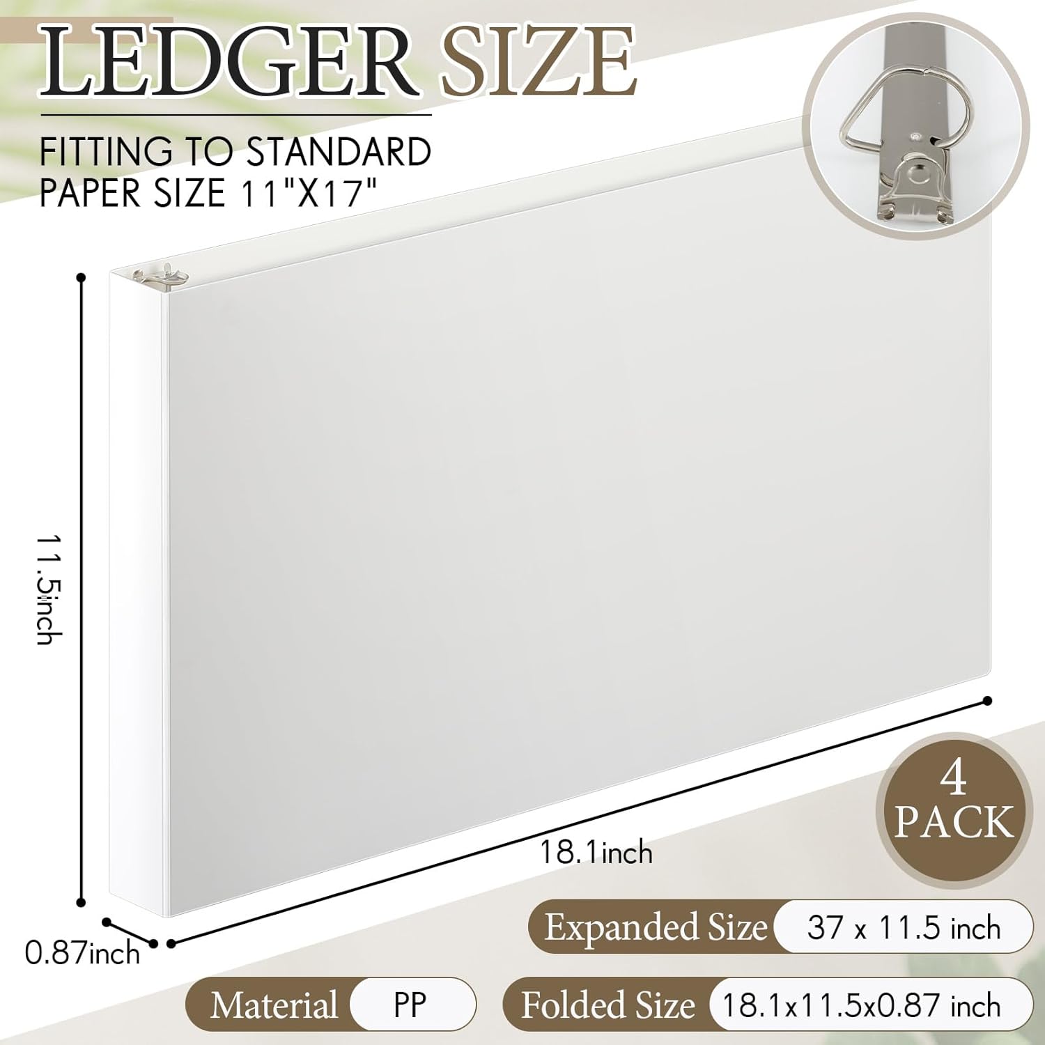 Humyoun 4個 11 x 17インチ 3リングバインダー 0.5インチリング 高耐久 ビュー Dリングバインダー 経済的 11