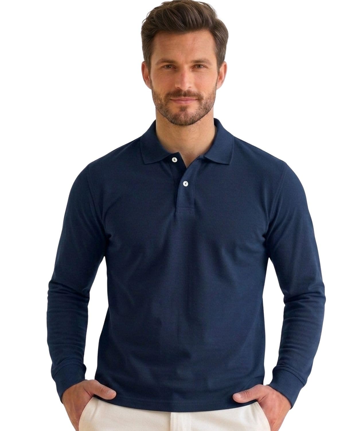 Men's Cotton Full Sleeve Polo T-Shirt | Solid Casual Collar Neck Polo | Regular Fit | Soft & Breathable | Premium Cotton Polo Tee-picture-42