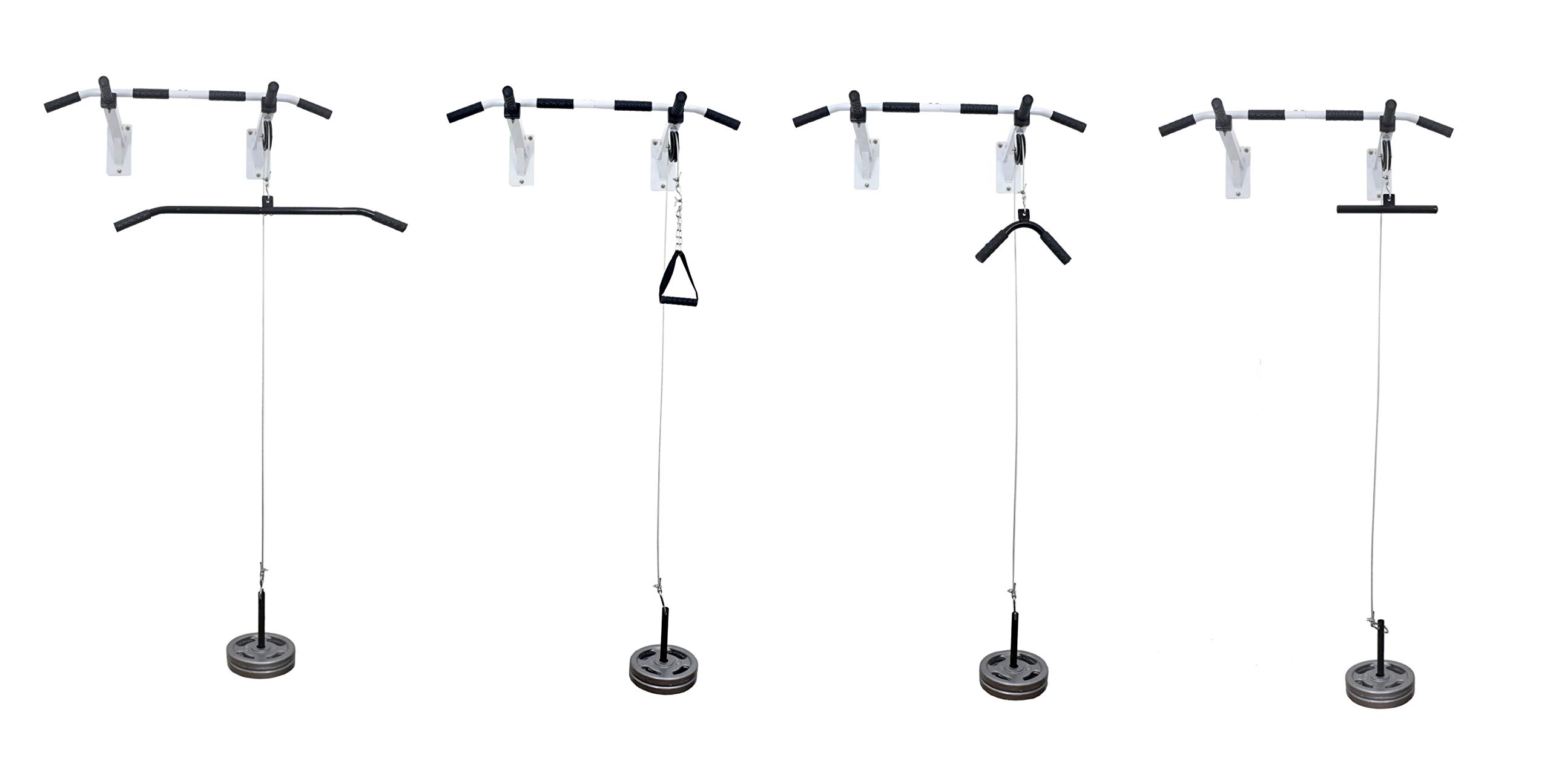 IBS Pull Up Bar Wall Mounted Chin Up Bar with Lats Bar, Tricep Bar, U Bar and Solid Fitness Side Pulley Accessory for Home Gym Without Weight.Color (White) Material (Iron)-image-43