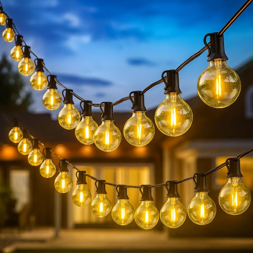One94Store G40 Globe String Lights | 15 Ft Outdoor String Light with 15 Edison Bulbs | Waterproof Warm White Decorative Lights for Balcony, Backyard, Porch, Garden & Home Décor