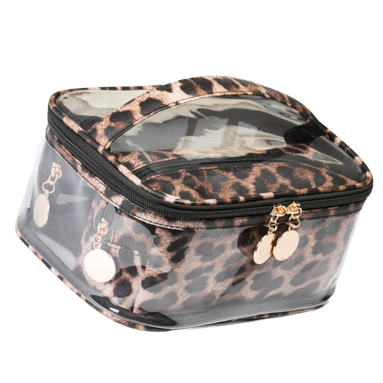 Didiseaon 6piezas Dark Leopard Makeup Bag PVC Transparent Multifunctional Storage Pouches Gran Capacidad para Cosméticos y