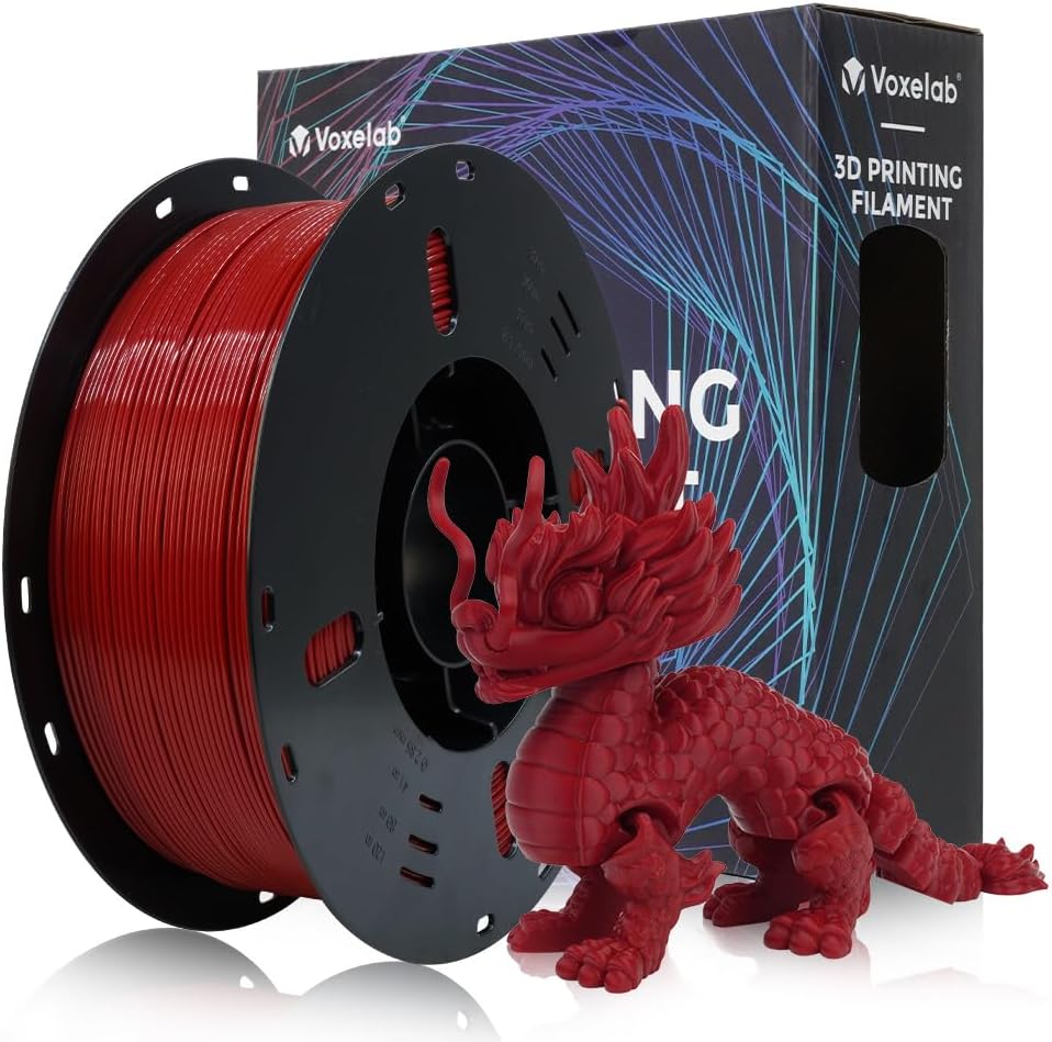 VOXELAB High Speed 1.75mm Filament, Rapid Support 500mm/s, 1kg Spool, FDM Printer Compatible, HS PLA Ruby Red