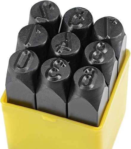 Miniatura 4 de uxcell Juego de 2 sellos de metal de números, 12" 0.492 in, digital 0 a 9, juego de punzones de madera, cuero, acero, herramienta de punzón de