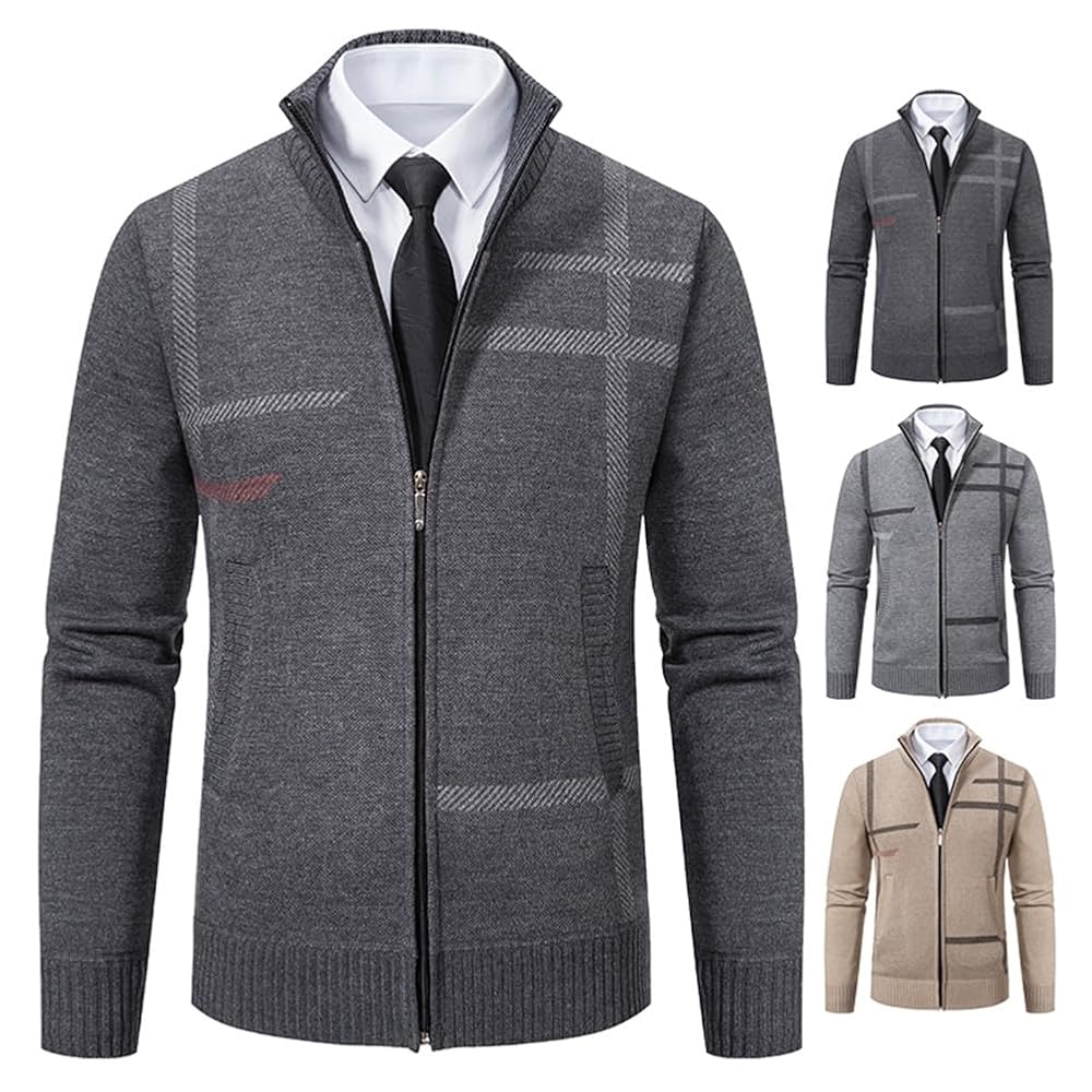 Amazon.com: Zip Up Cardigan Sweater for Men Stand Up Collar