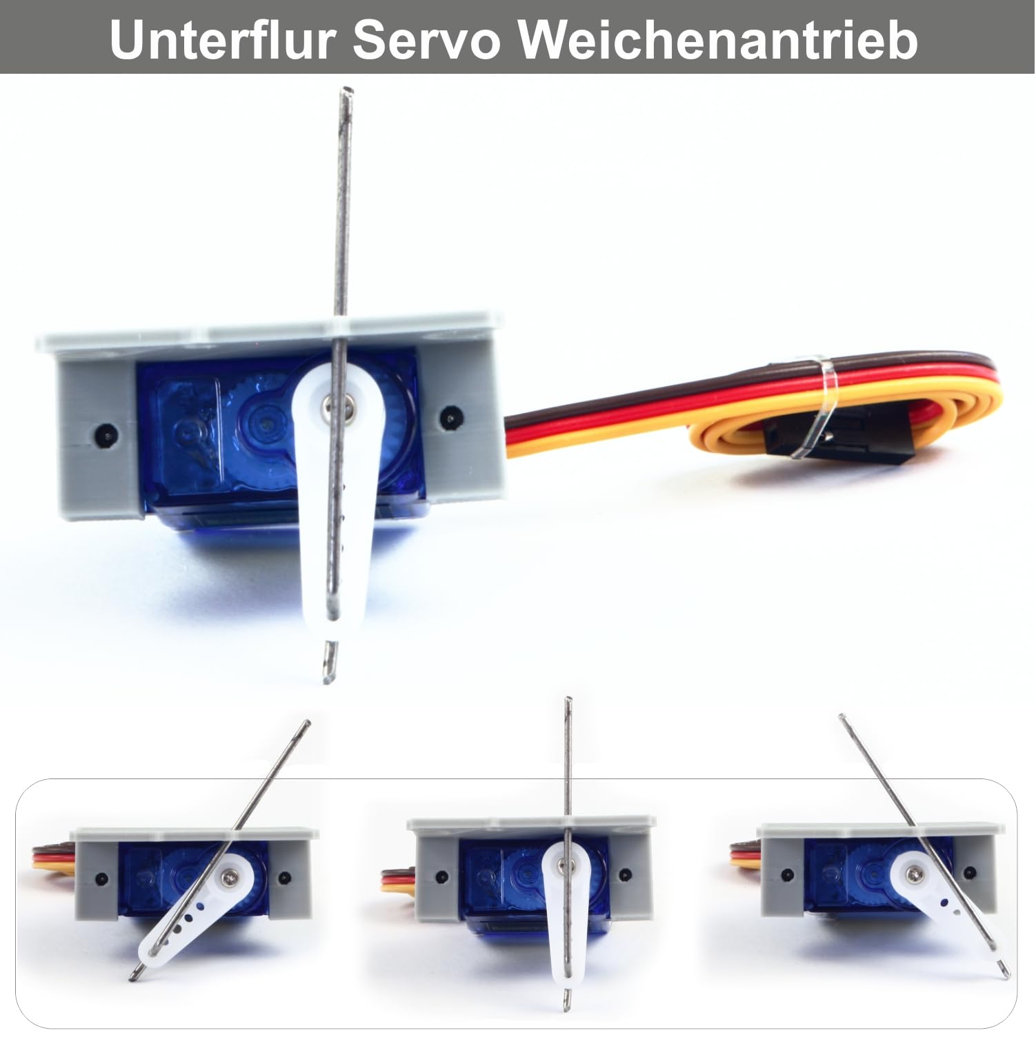 Overdrive-Racing 5X Servo Weichenantrieb - Spur 0, H0, TT, N, Z - Servoantrieb Unterflur - SG90