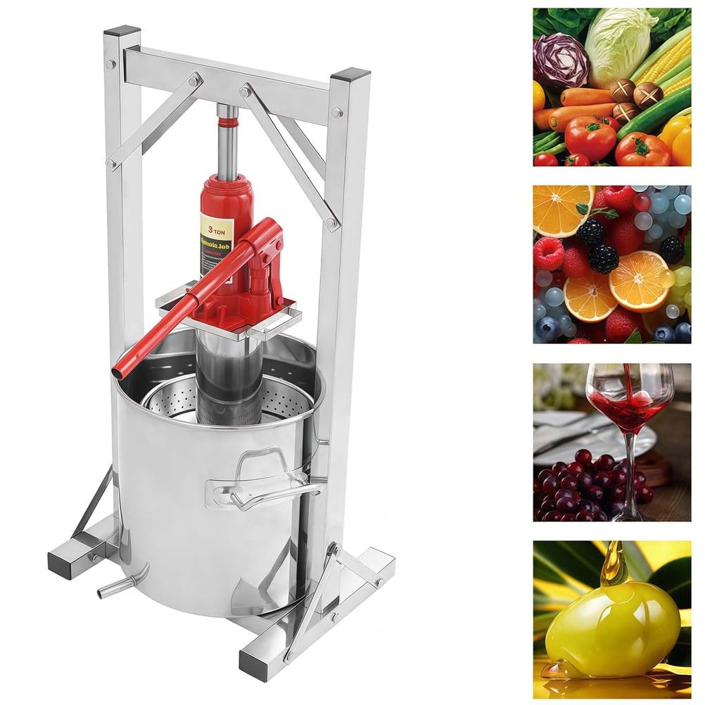 Presse à vin de fruits, presse à vin hydraulique manuelle en acier inoxydable, machine à jus, équipement de fabrication de vin pour la maison et les restaurants