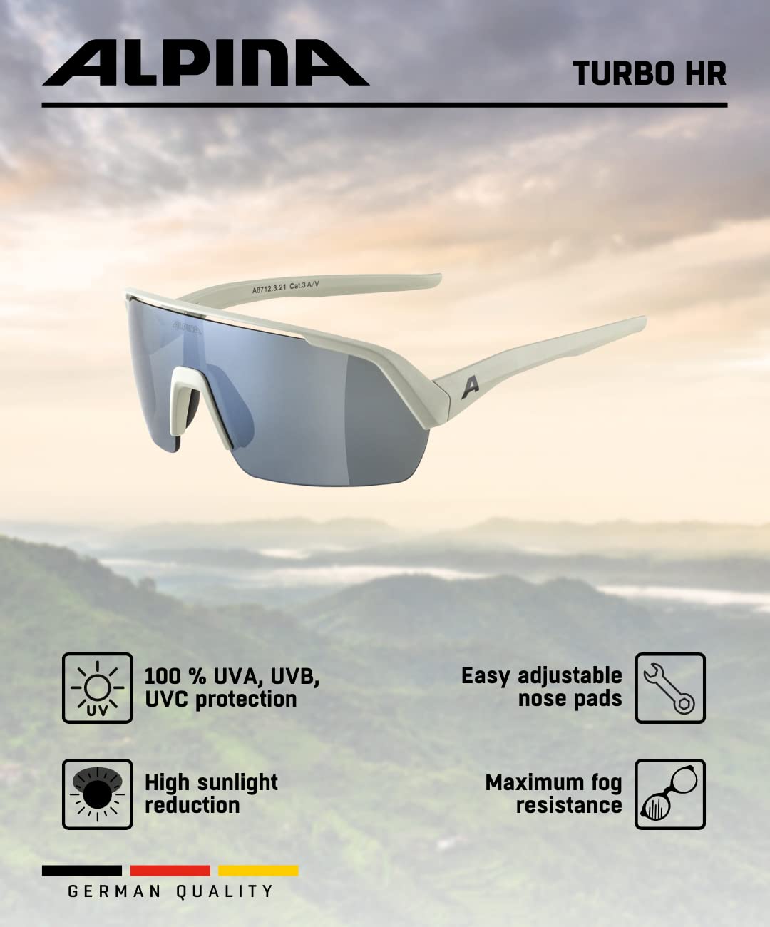 ALPINA Turbo Hr Sunglasses Unisex adulto (Pack de 1)