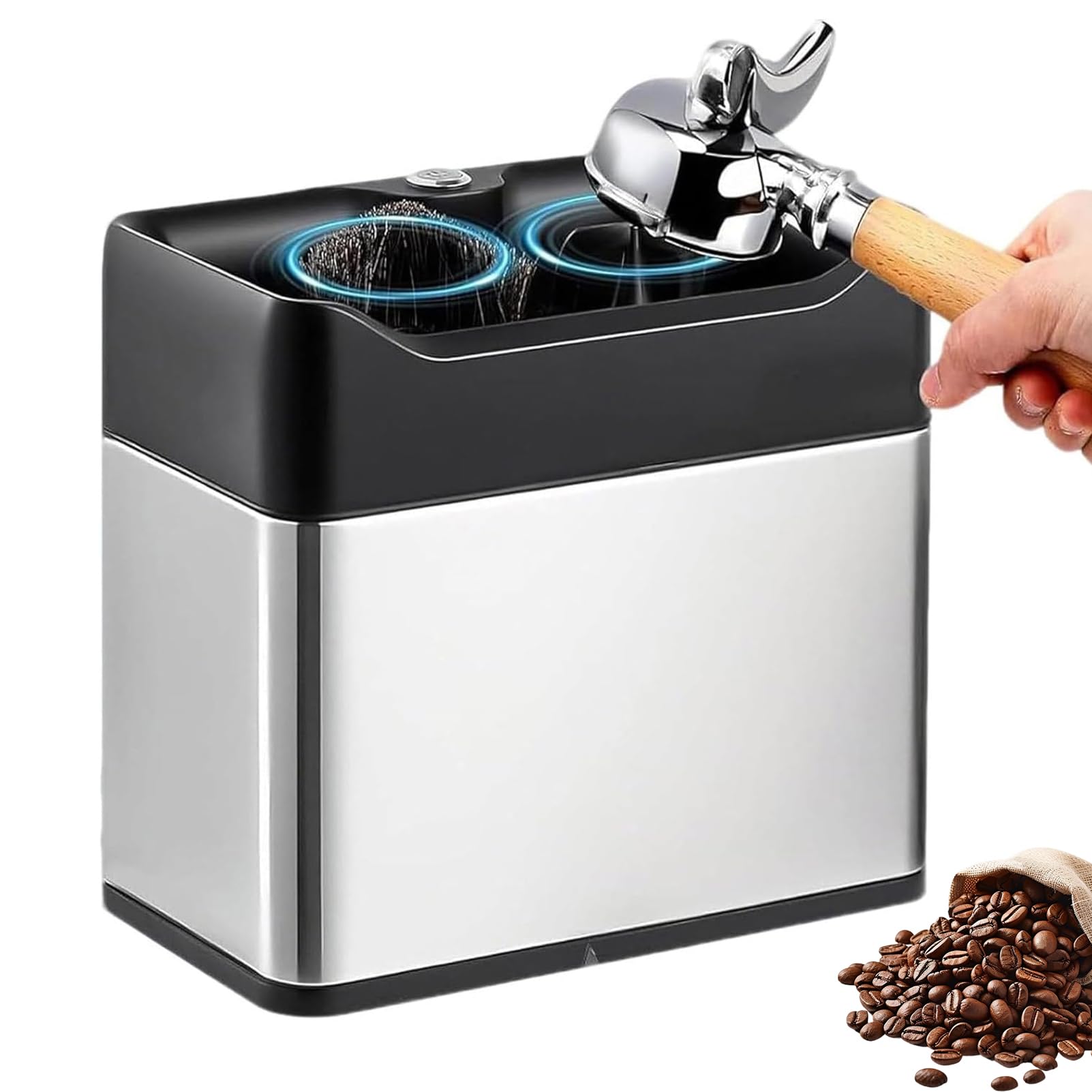 Limpiador De Portafiltro Eléctrico, Kit De Limpieza De Portafiltro De Café con 2 Raspadores Diseñados Y Cepillo, Taza Individual De 58 Mm, Taza Doble De 58 Mm, Limpiador De Disco De Café para Cafeter