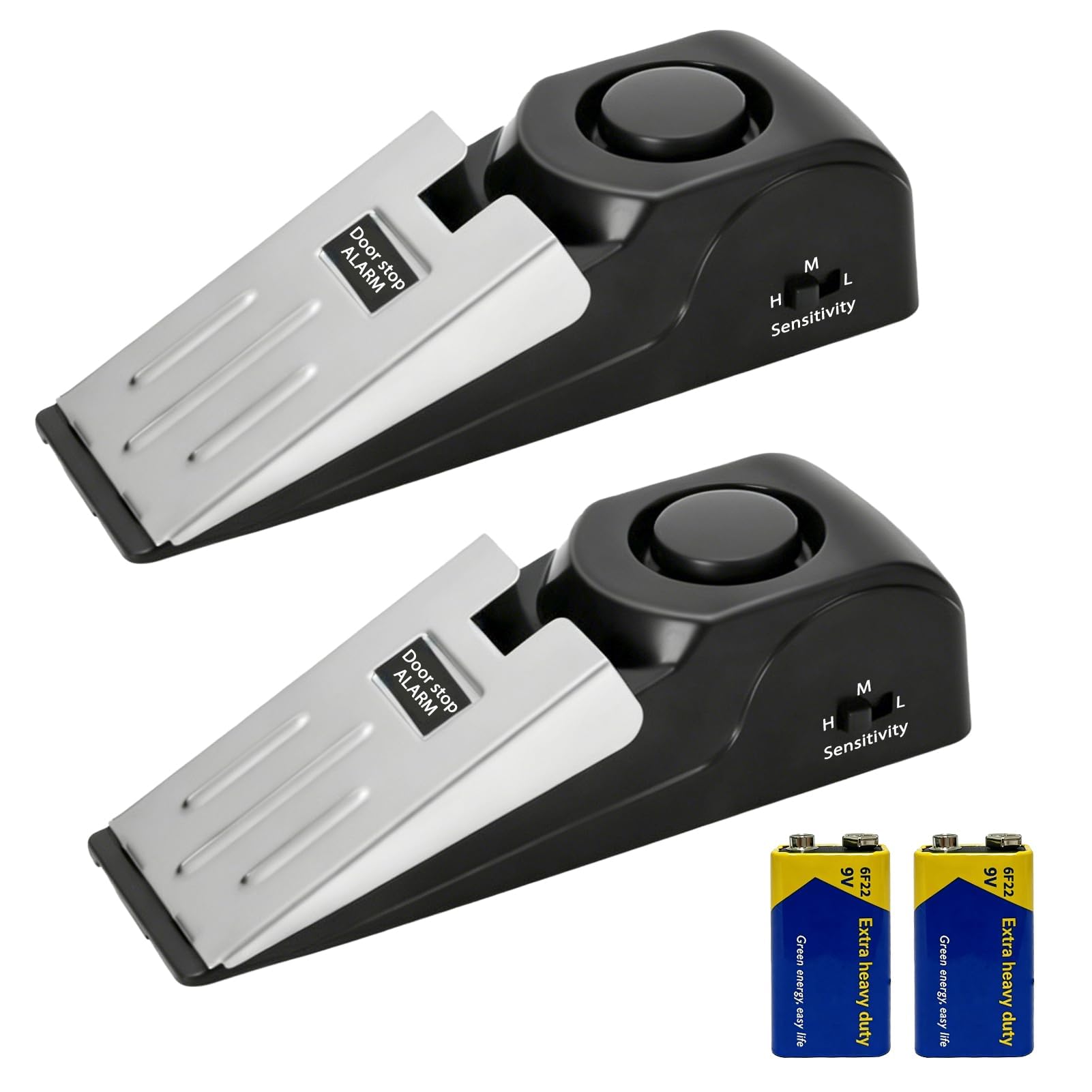 Portable Door Lock Travel Safety Kit, Hotel Security Device with 2 Door Wedge Alarm 120dB Adjustable Sensitivity Non Slip Stopper for Hotel Room Home Apartment Solo Travelers Protection