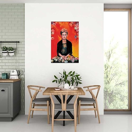 Miniatura 3 de New York Art Publishing - Póster de Frida Kahlo (pintura) impreso en papel, meditación con flores, 24 x 36 pulgadas, se envía desde los Estados