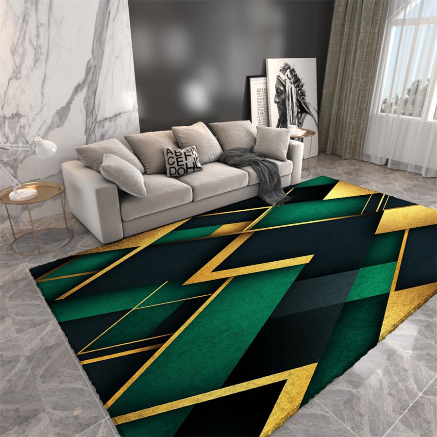 Tappeto 120X170 Geometria Verde Tappeto Salotto Moderno,Tappeti Camera Da Letto Antiscivolo,Tappeto Pelo Corto,Tappeto Grande Per La Decorazione Domestica