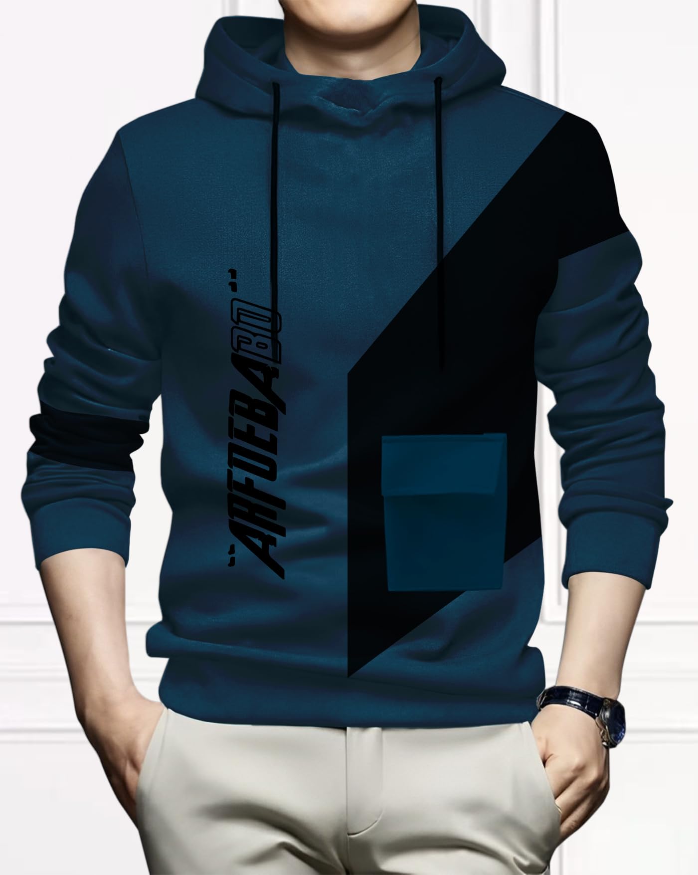 AUSK Men Cotton Blend Regular Hoodies T-Shirt, Teal, XL - Image 2 thumbnail