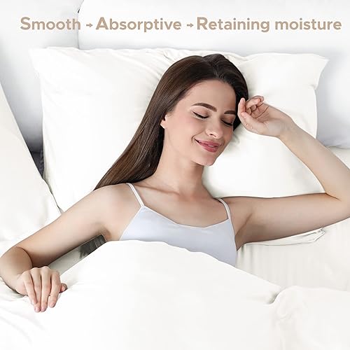 Miniatura 5 de Funda de almohada de seda de morera 100 % pura para cabello y piel, resistente a los alérgenos, doble cara, 600 hilos de seda con cremallera oculta,