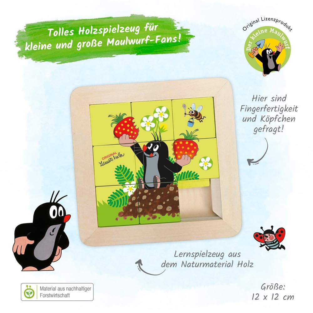 Trötsch Der kleine Maulwurf Schiebepuzzle aus Holz: Puzzle Spiel Schiebespiel Gedulsspiel
