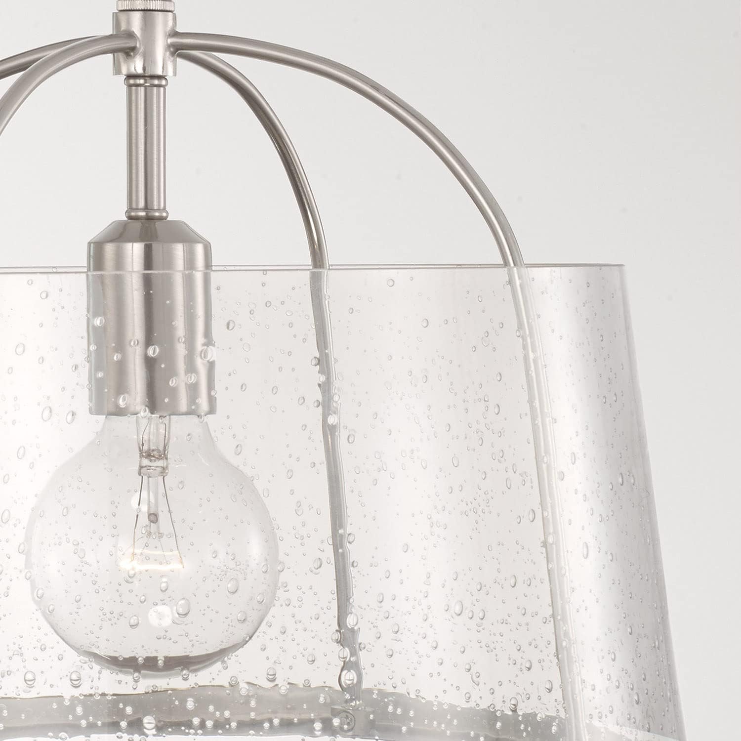 HomePlace by Capital Lighting 247011BN Madison Transitional Clear Seeded Glass Dual Mount Convertible Pendant/Semi-Flush Ceiling Light, 1-Light 100 Watt, 12" H x 13" W, Brushed/Satin Nickel