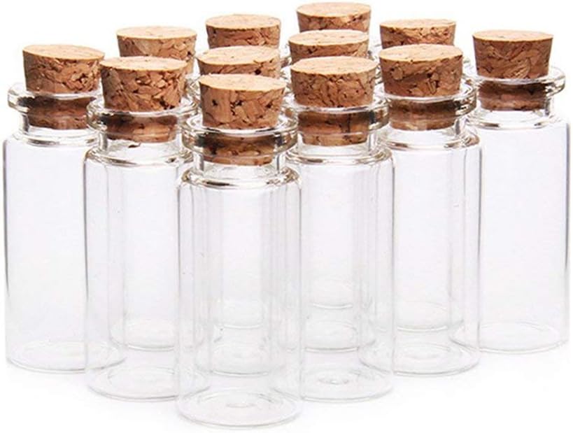 Danmu Art 30pcs 10ml 22mm x 50mm Mini Glass Bottles Jars with Wood Cork Stoppers Spell Jars Halloween Decorations