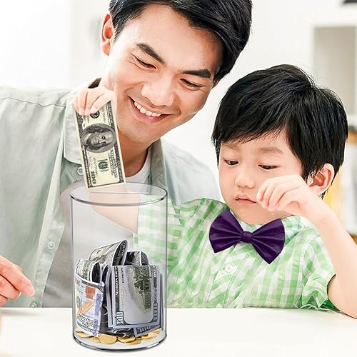 Miniatura 5 de Alcancía de acrílico transparente, tarro de ahorro de dinero, alcancía para adultos y niños, tarro de cambio cilíndrico sin abrir, debe romperse