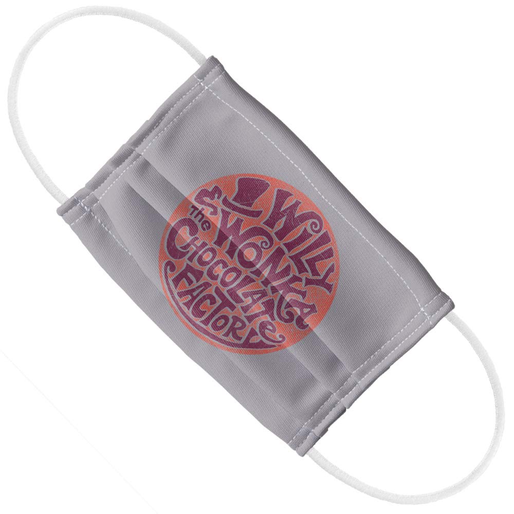 Willy Wonka and the Chocolate Factory Kids Circle Logo 1-Ply Reusable Face Mask Covering with Adjustable Nose Wire