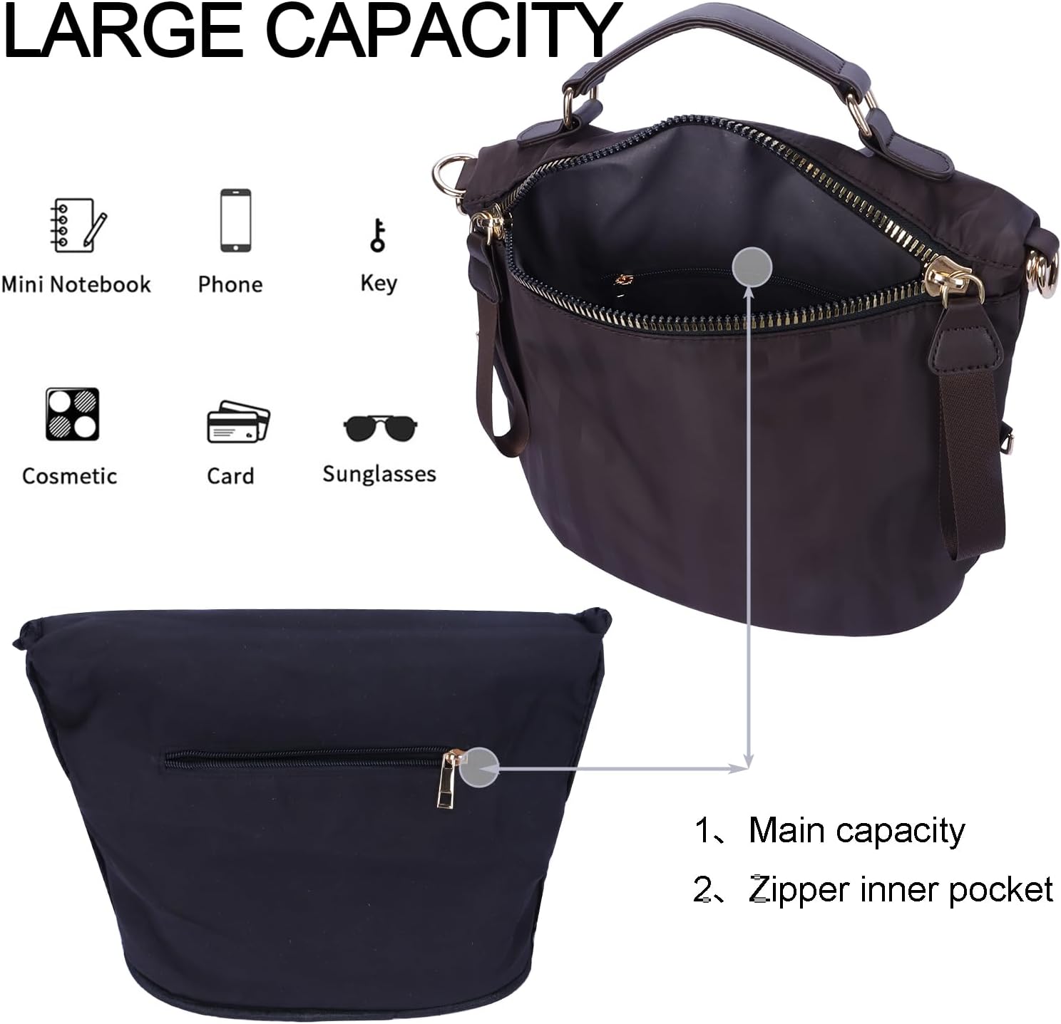 Nylon Crossbody Handbag for Women Anti-theft Purse Shopping Tote Bag Lightweight Shoulder Bag - Image 4