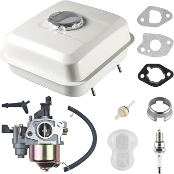 Gas Fuel Tank Carburetor Kit Predator for 212cc 196cc 6.5hp Honda GX160 GX200 Coleman CT200U BT200X KT196 Baja Warrior Massimo MB200 Go Kart Mini Bike Engine White