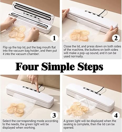 Miniatura 5 de Vacuum Sealer Machine, 60kpa DryMoist Food Sealer, Four Fresh Modes to Deal With Various Food Preservation Problems, Compact Design with 20 Packs