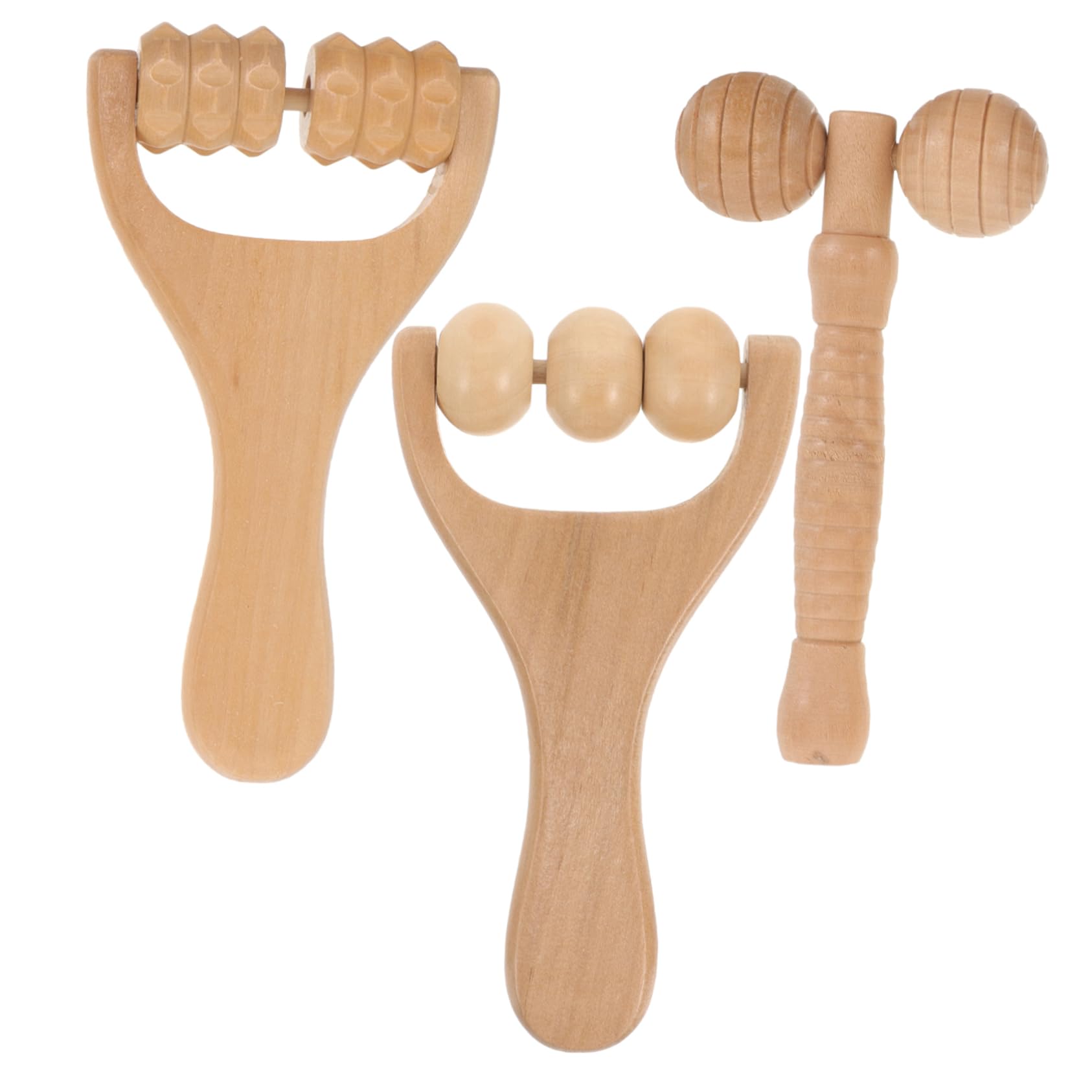 VALICLUD 5 Sätze Massagegeräte Massagerolle Schultermassagegerät Nackenmassage Massage-tools Manuelles Massagegerät Nacken-schulter-massagegerät Handmassagetzeug Holz 3 Stücke * 5