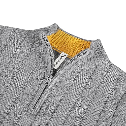 Image of Kid Nation Boys Sweater Cotton Quarter Zip Sweater Kids Cable Knit Pullover | Casual 1 /4 Zip Sweater for Child 3-14 Years (Previously Amazon Essentials)