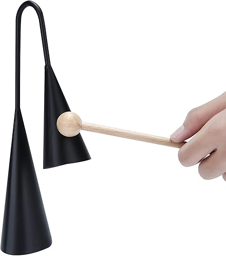 Agogo Bell - Instrumento de percusión latina de mano tradicional de dos tonos con palo de madera