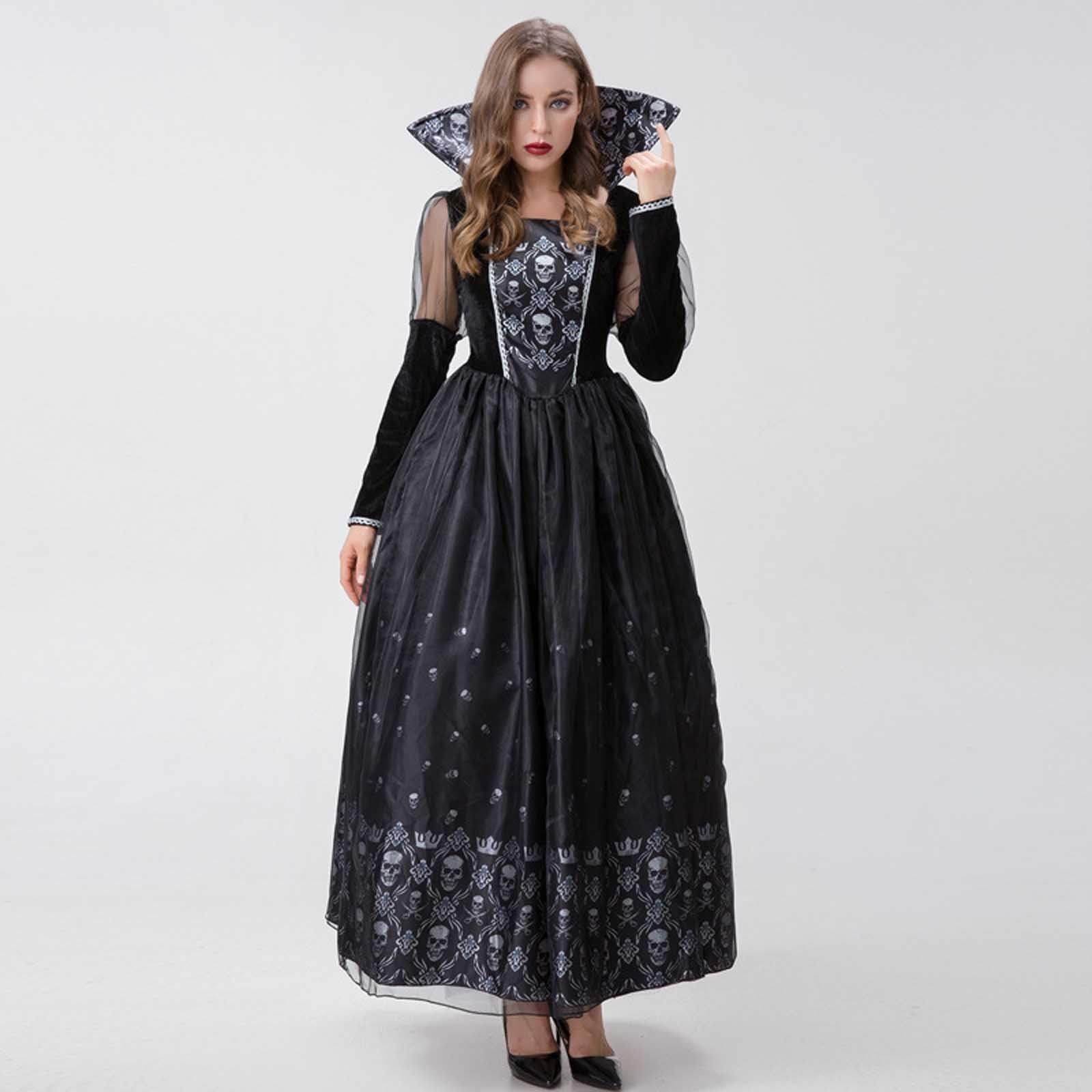 Oktoberfest Damen Outfit, Dirndl Lang Damen Modern Romantisch | Halloween Hexe und Rollenspielkleid