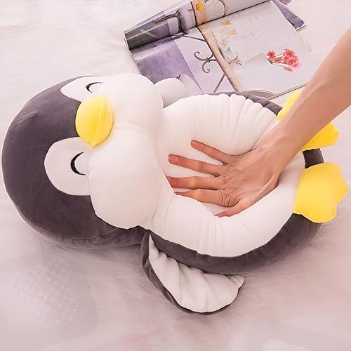 Miniatura 3 de Peluche de pingüino, juguete de peluche suave, regalo para niños, niñas, niños, novia, día de San Valentín, almohada (gris, 19.6 pulgadas)