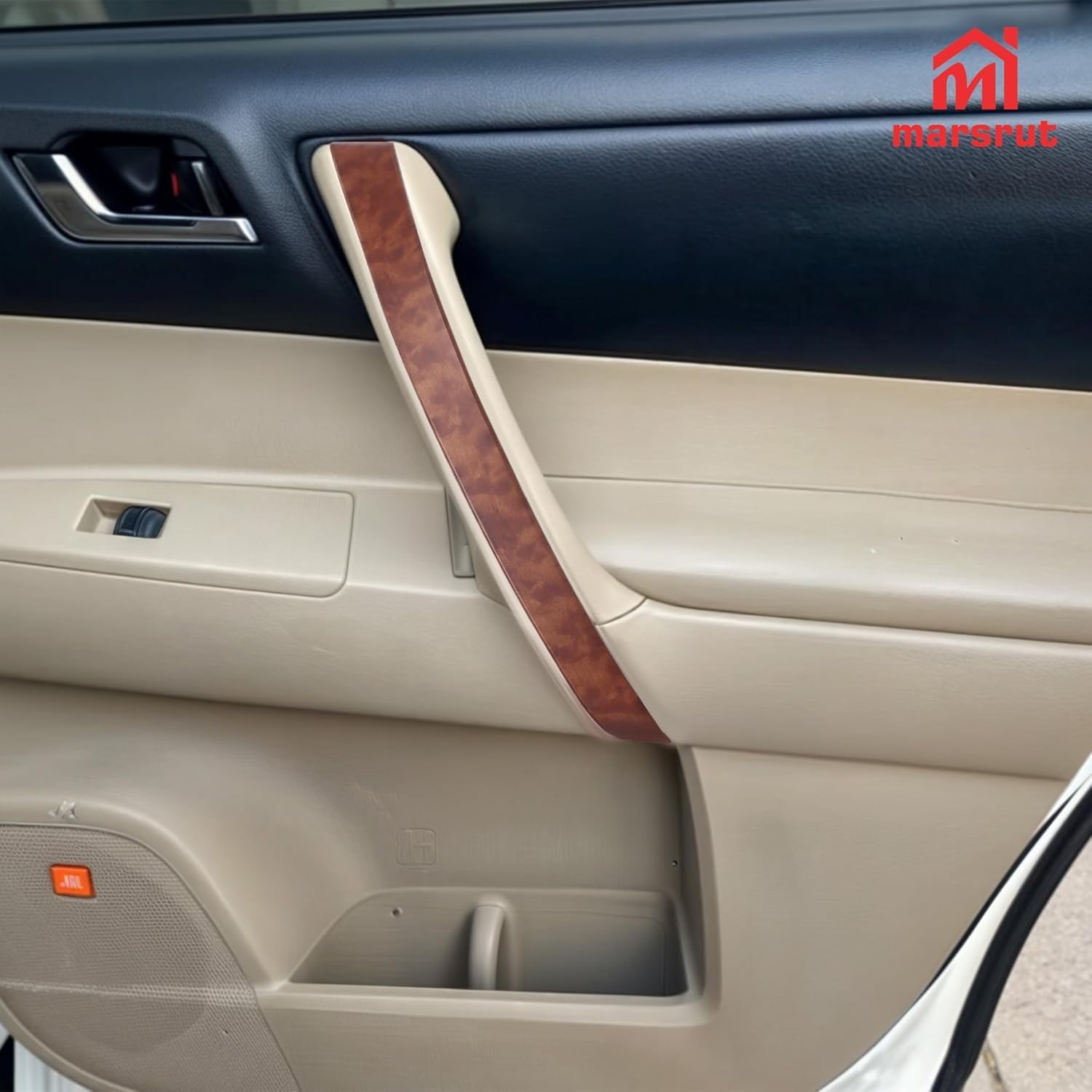 2Pcs Door Trim Fit for Toyota Highlander 2008 2009 2010 2011 2012 2013 Car, Armrest Handle Inside Cover Strip Panel Replacement, Interior Accessories to Replace, Wood Grain (Front Right & Front Left)