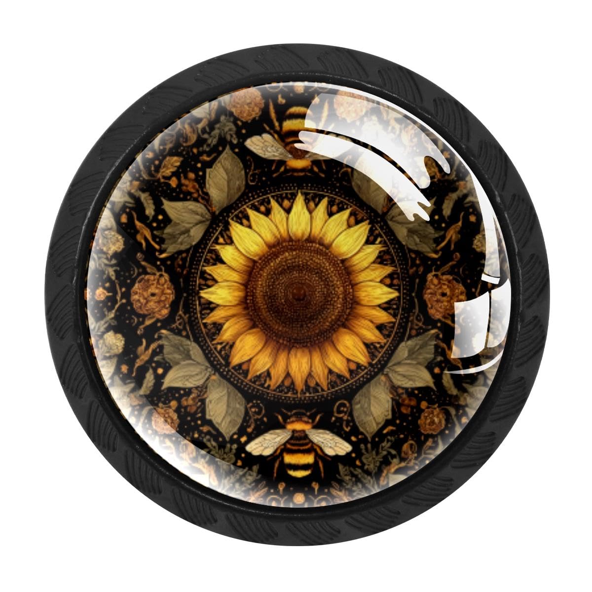 Heoeh Multi 9 4 Pcs Kitchen Cabinet Knobs, Bees Sunflower Drawer Knobs Dresser Handles
