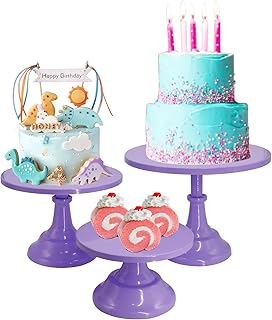 3 Pieces Cake Stand Set Purple Metal Cupcake Dessert Holder Party Serving Tray for Baby Shower Wedding Birthday Parties Ce...