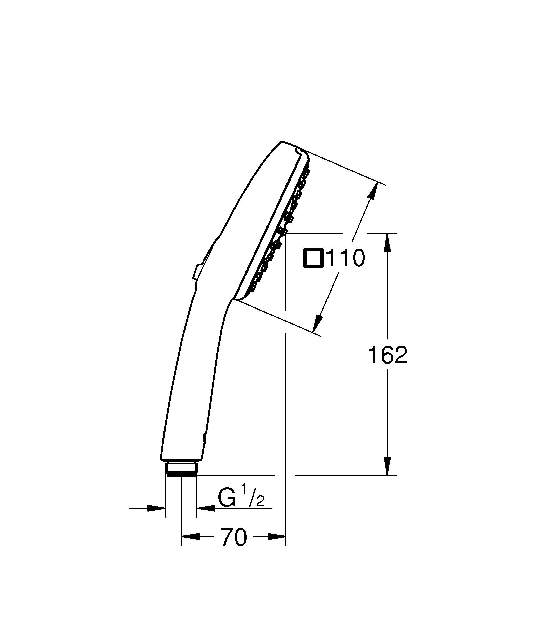 GROHE Vitalio Comfort 110 26397001 głowica prysznicowa (kwadratowa głowica prysznicowa 11 cm, 2 strumienie: deszcz i strumień, system zapobiegający osadzaniu się kamienia, silikonowy pierścień,