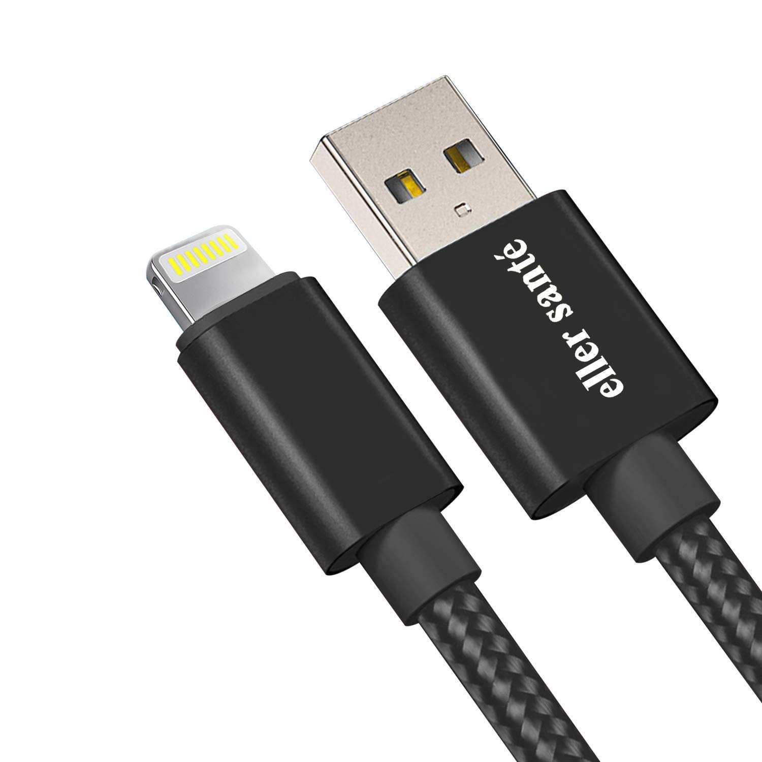 eller santeé® Swadesi Rugged Braided Charging Cable Compatible for iPhone iPad Air/Mini, iPod and iOS Devices (1 Meter) - Black (B08H5X26L9) Amazon Price History, Amazon Price Tracker