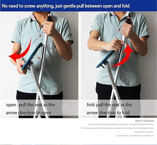 Miniatura 7 de Bastón de caminar con asiento adjunto, resistente, capacidad de 350 libras, ajustable, silla portátil, plegable, color marrón