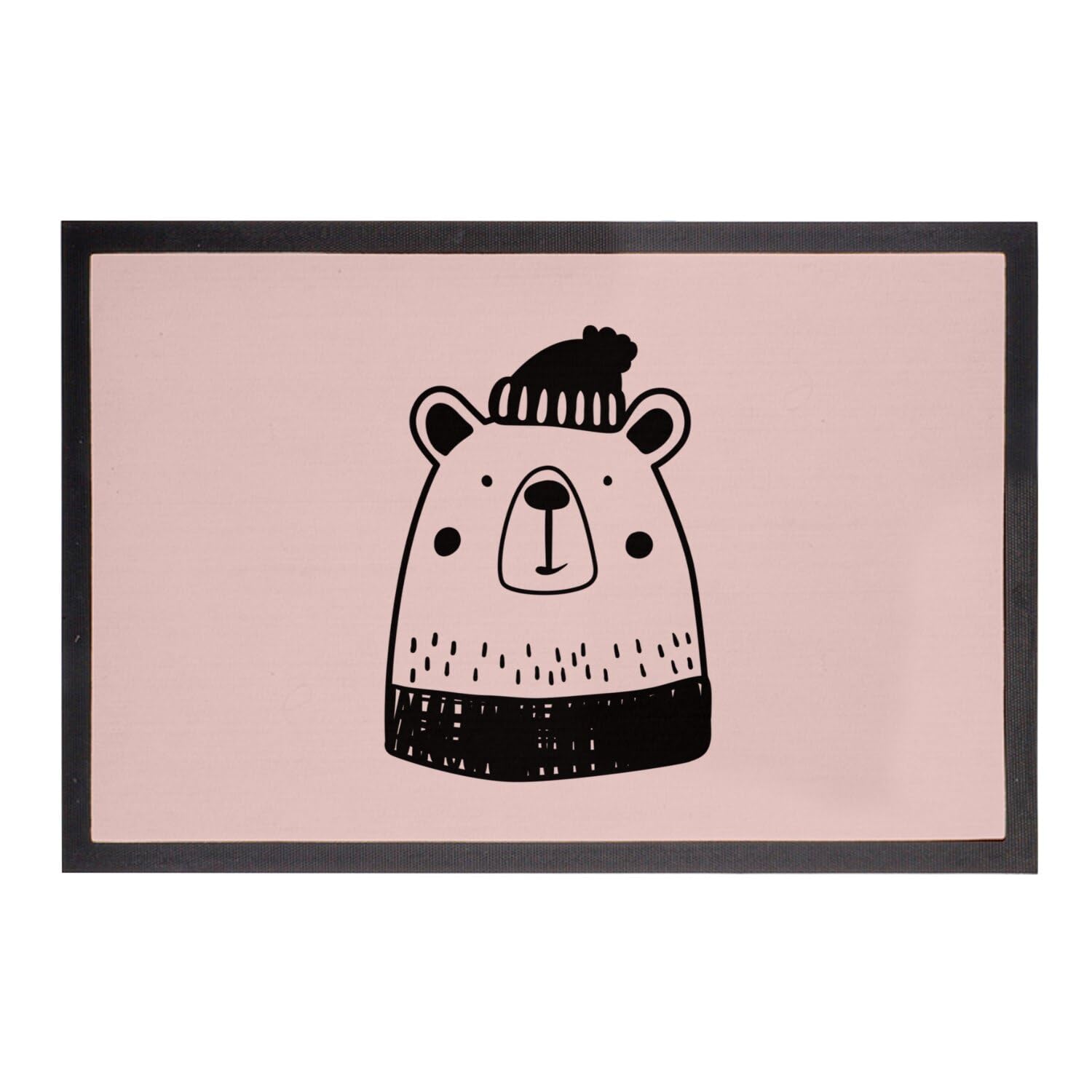 Paillasson rose d'hiver ours dessin tapis de sol entrée 60x40