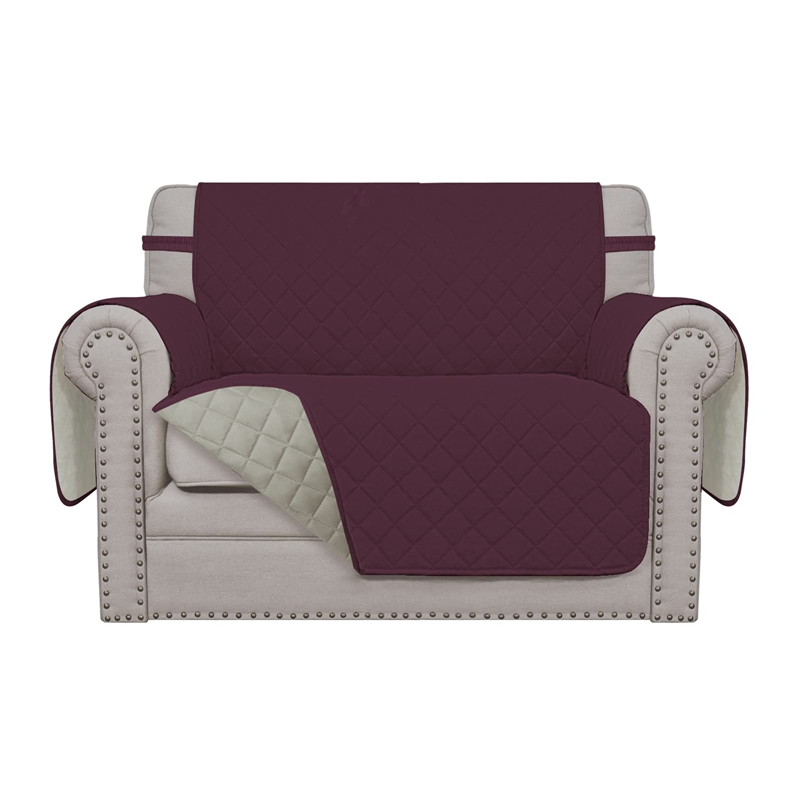 Easy-Going Reversible Couch Cover, Oversized Chair, Wine/Beige