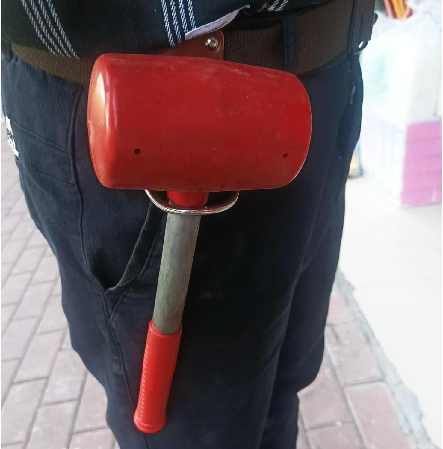 Leather Drill Holder Belt Tool Hook Holster Loop Tool Belt Tool Holder Heavy Duty Steel Loop Hammer Holder (Hammer Holder)
