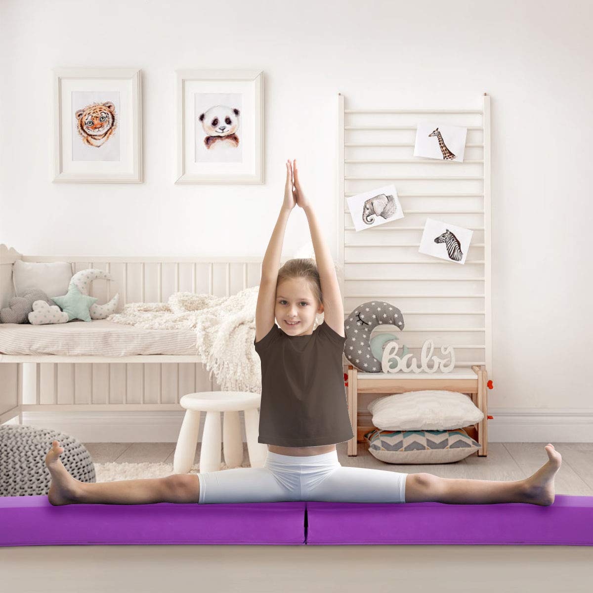 GOPLUS Poutre de Gymnastique Poutre d’Equilibre pour Maison, Salle de Sport, Entrainement, Exercices et Sport pour Enfants et Adultes, Différentes Couleurs au Choix (Violet)