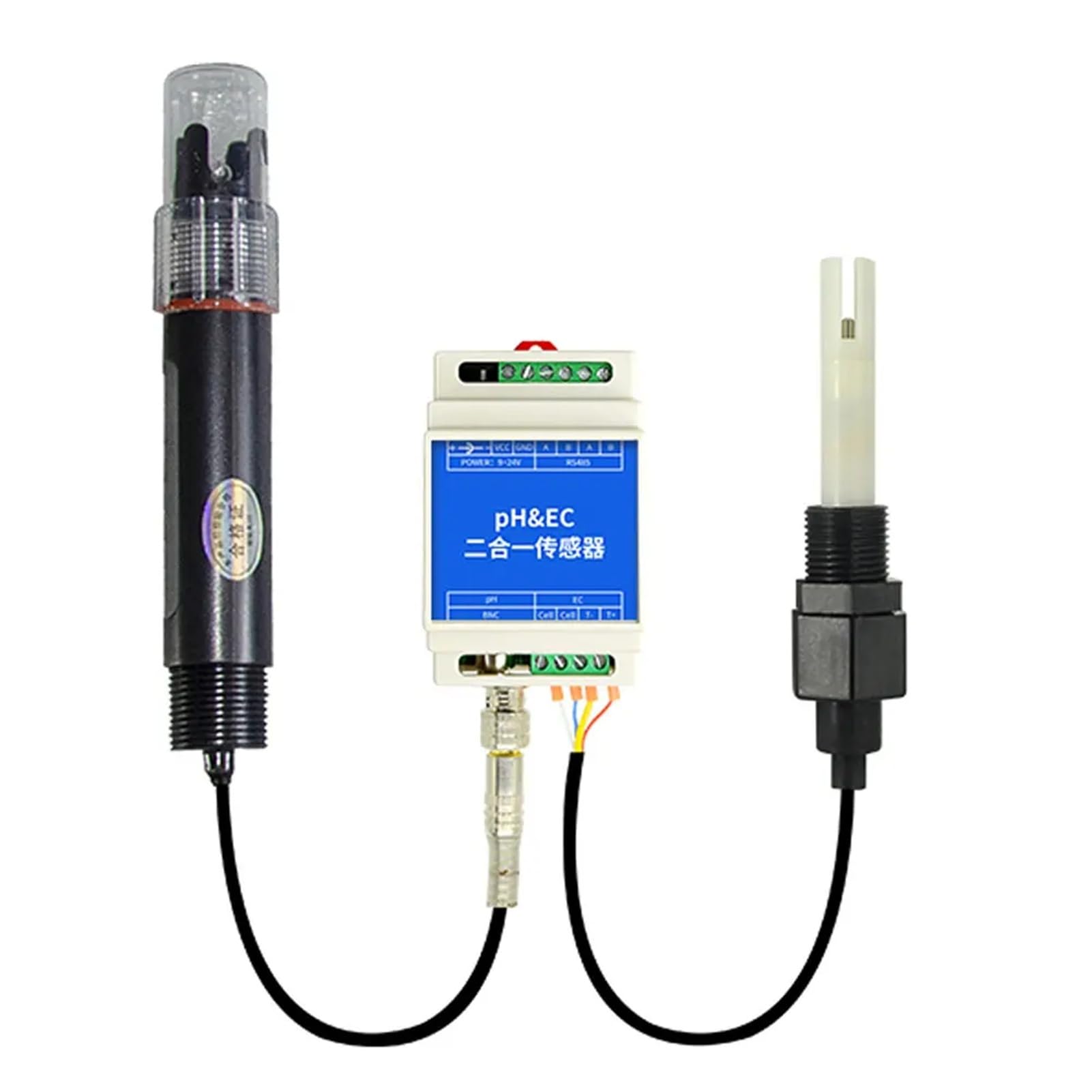 PH Sonde Din-Schienen-Typ PH EC Kunststoff-Elektrodensonde RS485 2-in-1-Sensor Industrieller Abwassermonitor(Plastic Probe)