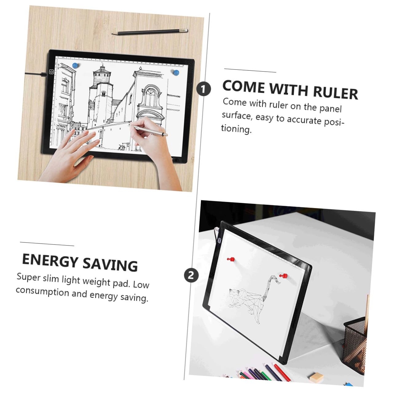 STOBAZA Table Lumineuse A4 à LED pour Dessin avec Surface Acrylique Mate, Positionnement Précis, Câble USB et 2 Aimants, pour Calligraphie et Traçage Artistique