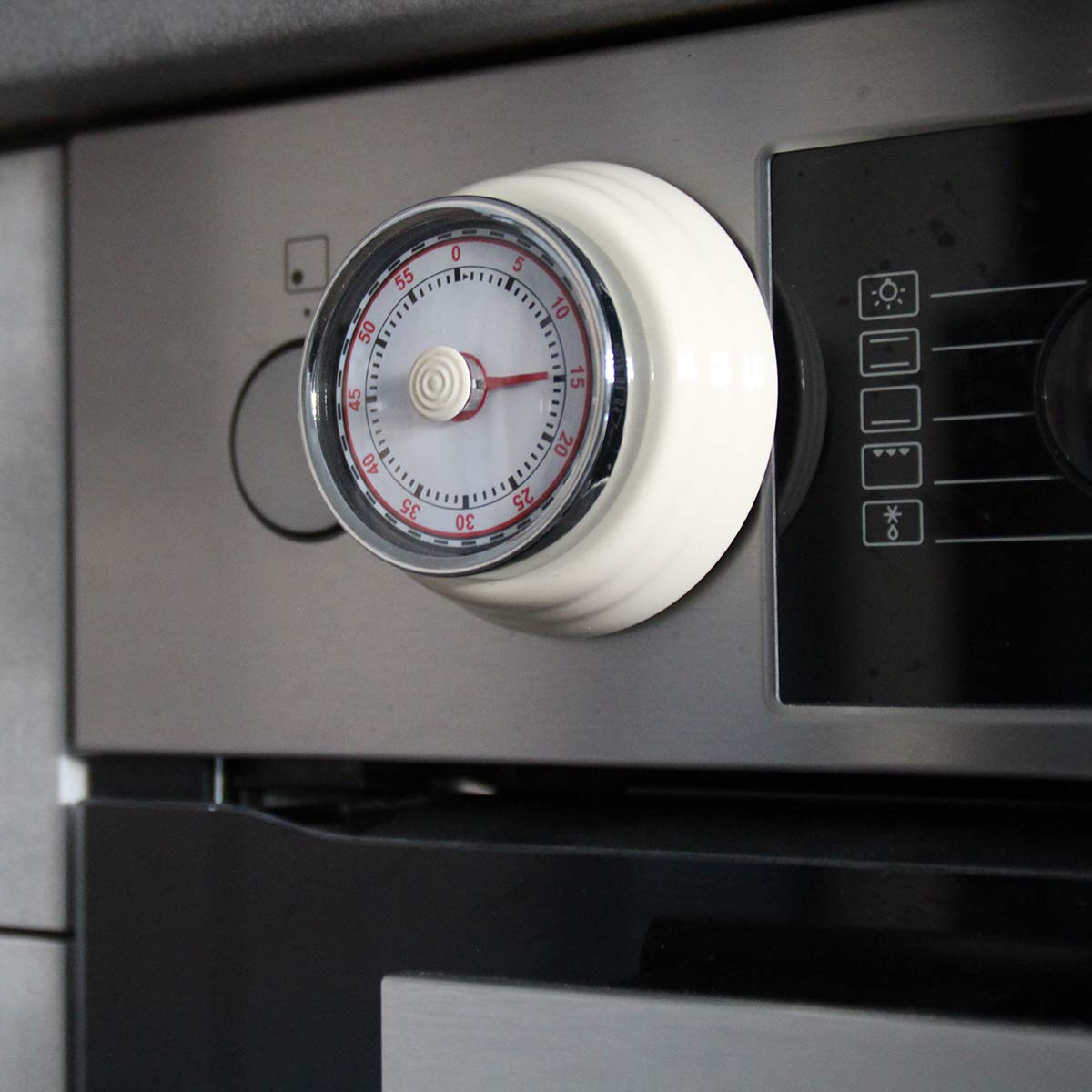 TFA Dostmann Timer kuchenny, 38.1037.09, zegar na jajka, z mechanizmem naciągowym, bez baterii, z alarmem, styl retro, beżowy, dł. 74 x szer. 74 x wys. 36 mm