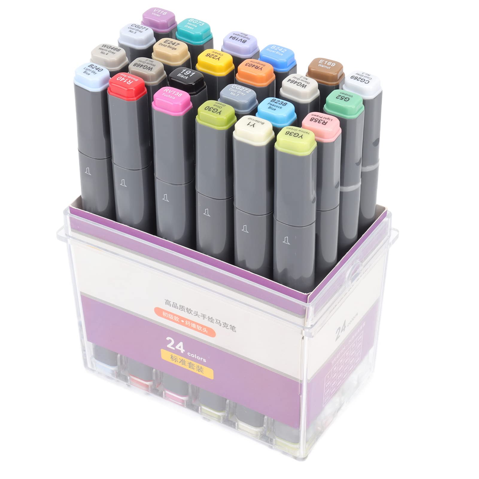 Pennarello 24 colori Penne per pittura ad acquerello Pennino morbido per scrivere disegni