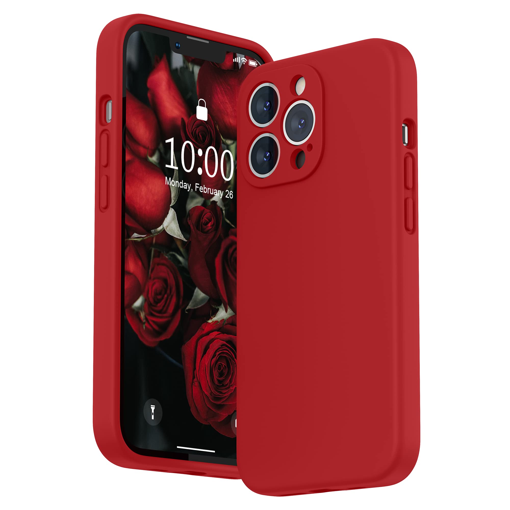 SURPHY Liquid Silicone Case for iPhone 13 Pro Case, Individual Protection for Each Lens Shockproof Rubber Full Body Thickened Design for iPhone 13 Pro 6.1 inch 2021, Red