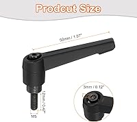 Vista 2 de uxcell 4 perillas ajustables M5 x 0.472 in, rosca macho, botón de trinquete, bloqueo rápido, perno giratorio para maquinaria de torno, color negro