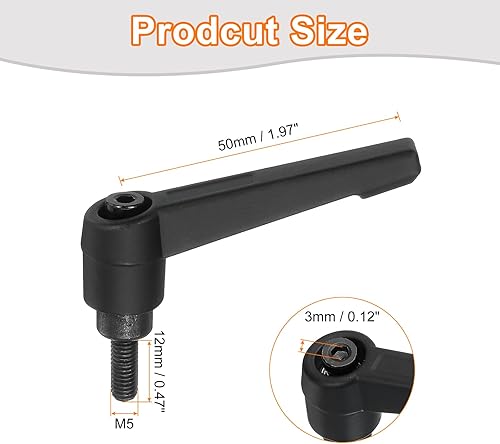 Miniatura 88 de uxcell 2 perillas ajustables M8 x 3.150 in, mango de rosca macho, botón de trinquete de liberación rápida, perno giratorio para maquinaria de torno