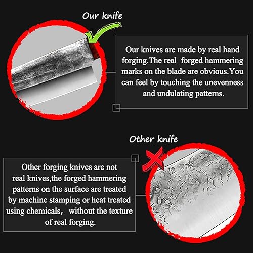 Miniatura 6 de JENZESIR Cuchillo Kiritsuke forjado hecho a mano, cuchillo de chef japonés ultra afilado de 8 pulgadas, cuchillos de cocina profesional de acero